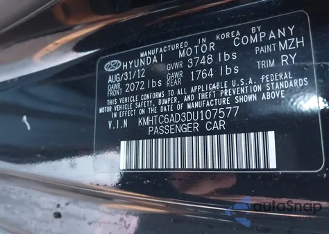 2013 Hyundai Veloster Base W/Gray from USA, damaged, VIN KMHTC6AD3DU107577